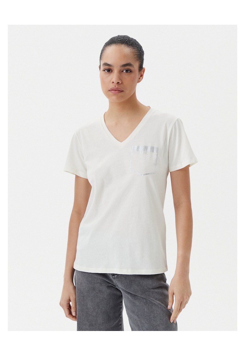 Tricou dama bumbac/elastan - ecru