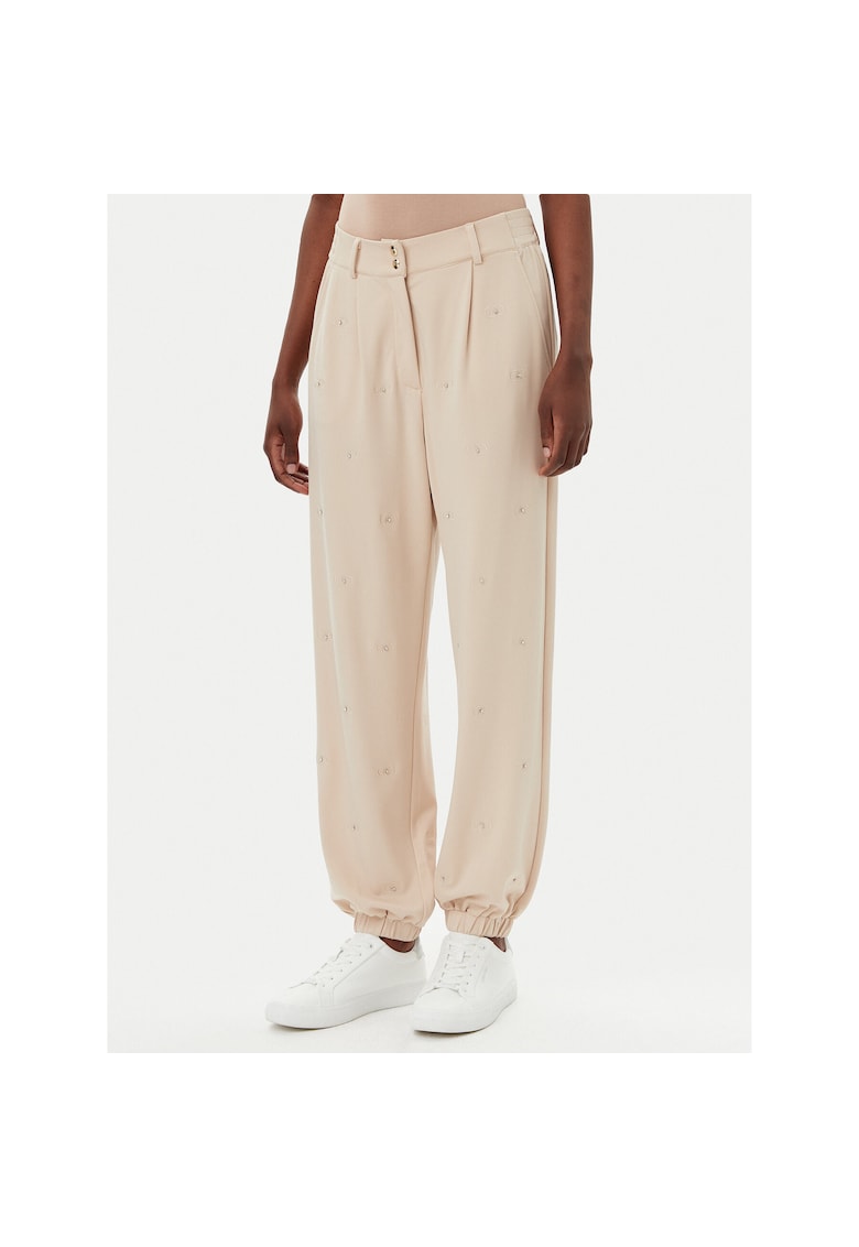 Pantaloni sport dama - bumbac - bej - 95% bumbac - 5% elastan