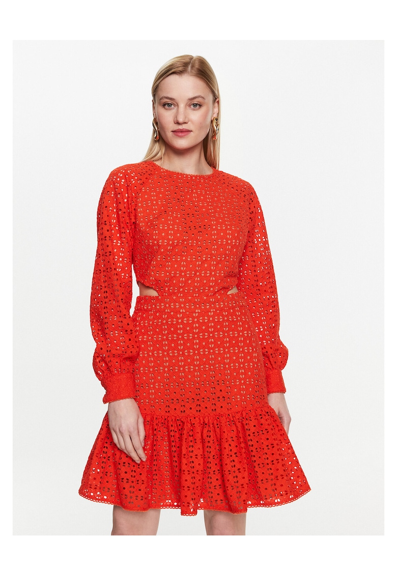 Rochie de zi - portocalie - bumbac - fermoar -