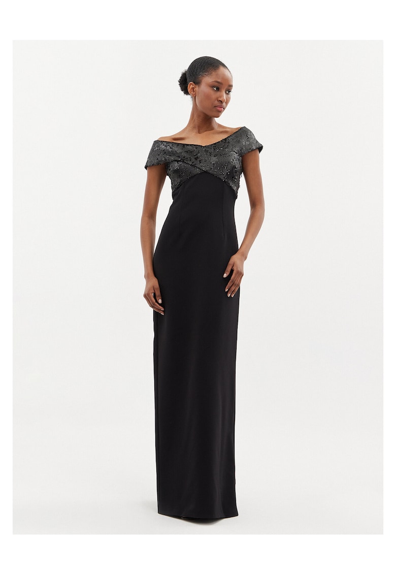 Rochie de seara - neagra - poliester - fermoar -