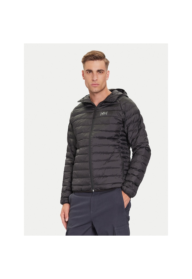 Geaca outdoor barbati - fermoar - negru - poliester reciclat -