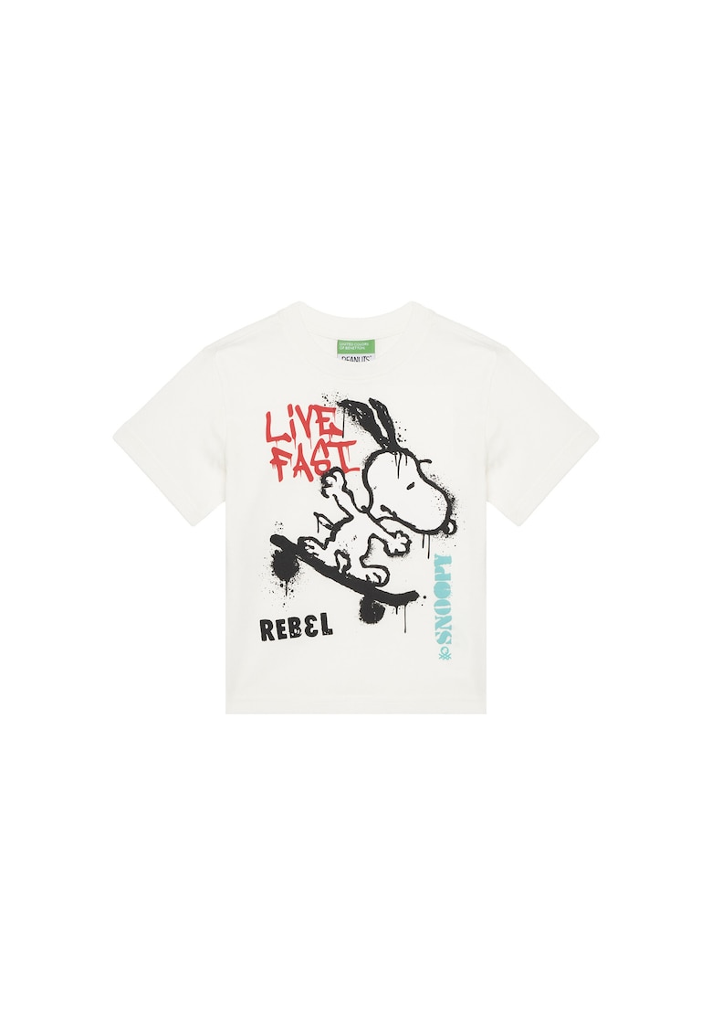 Tricou copii Benetton alb din bumbac - Alb