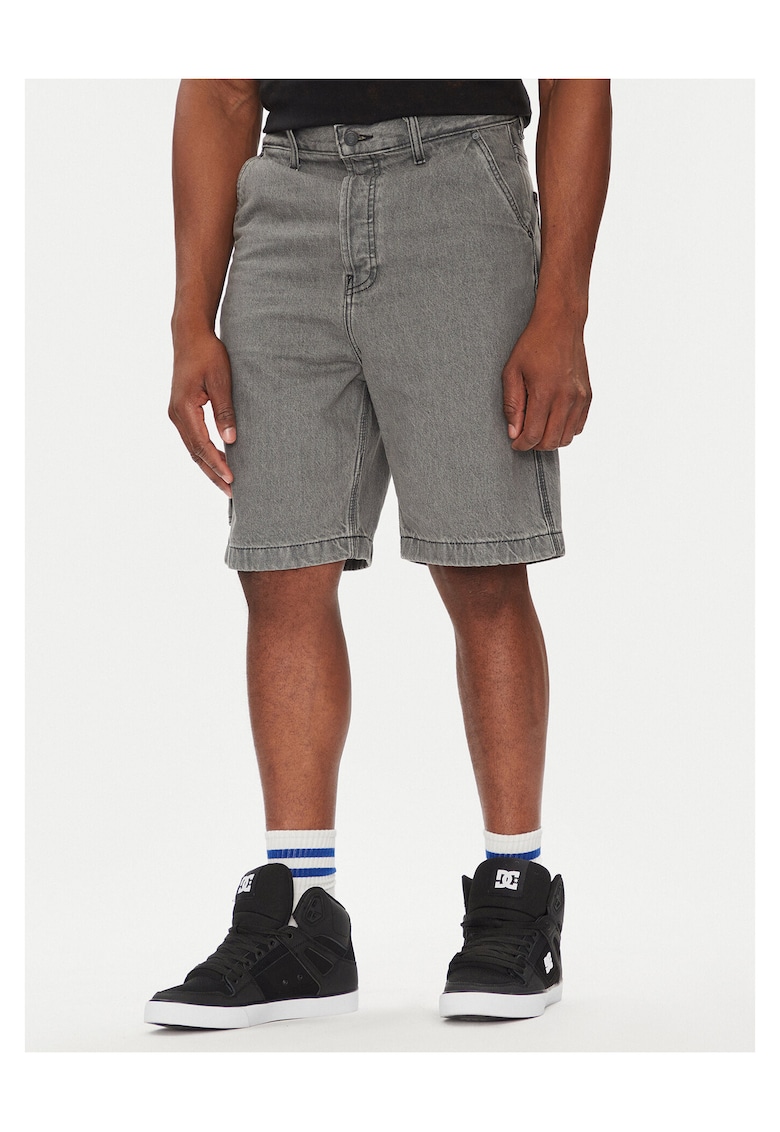 Pantaloni scurti barbati - bumbac - gri - denim -