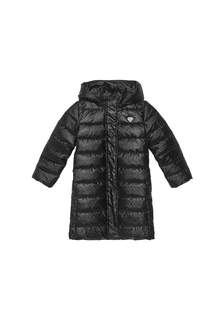 Geaca de iarna copii - neagra - material sintetic - cu gluga detasabila