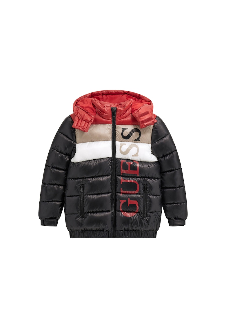 Geaca de iarna copii - neagra - poliester - cu fermoar -