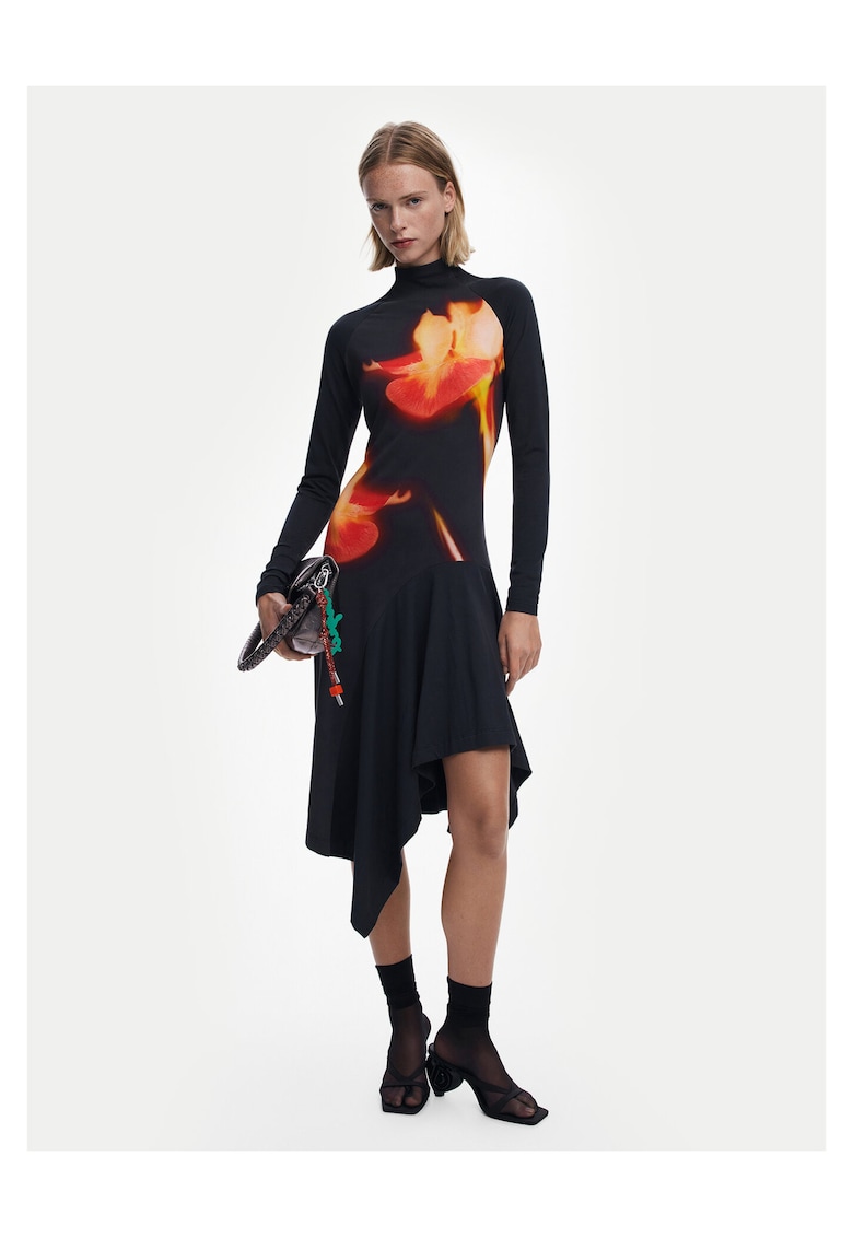 Rochie casual - bumbac - negru - 95% bumbac - 5% elastan