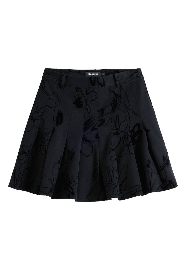 Fusta mini neagra - 76% poliester - 20% viscoza - 4% elastan - sistem inchidere fermoar -