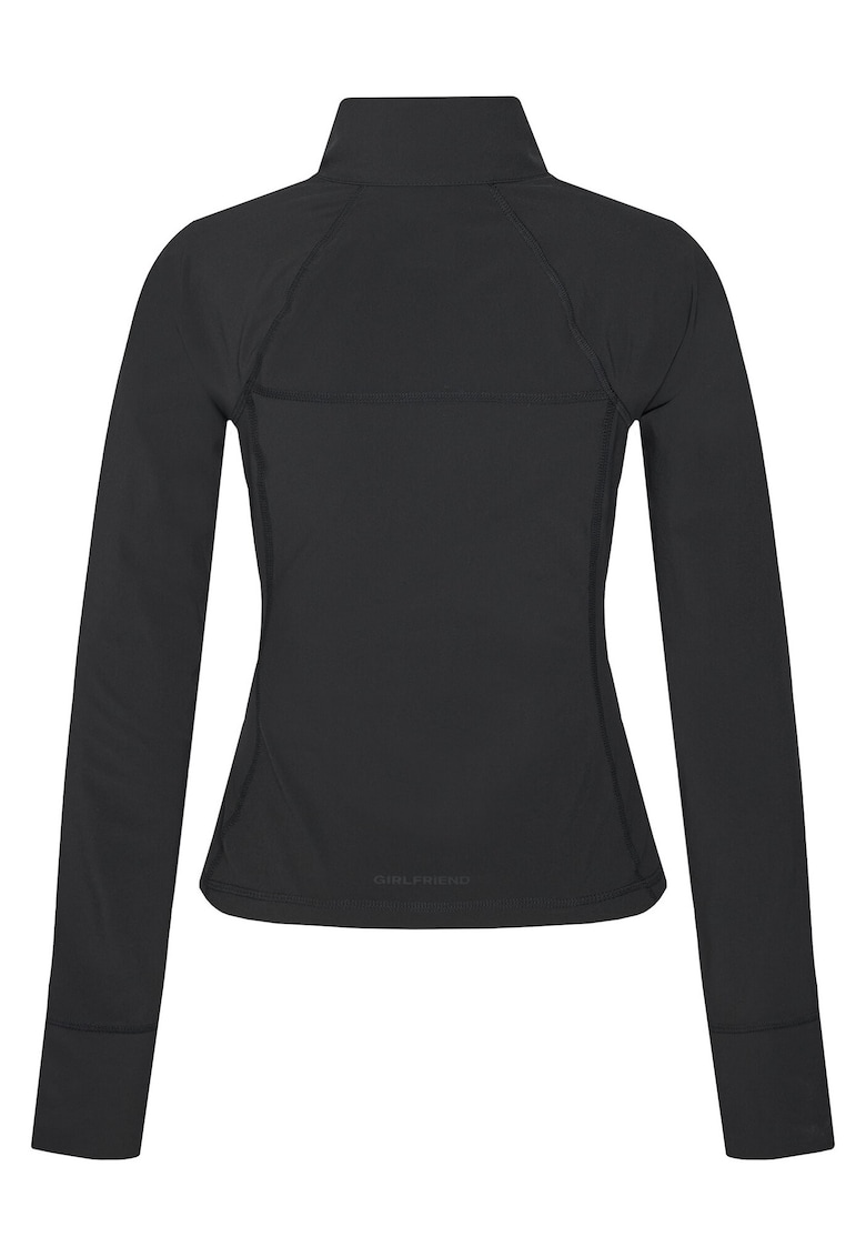 Bluza dama - slim fit - negru - 86% poliester reciclat - 14% elastan