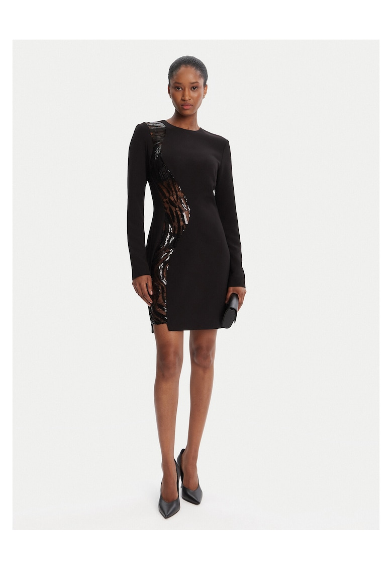 Rochie de cocktail - neagra - poliester - fermoar - Negru