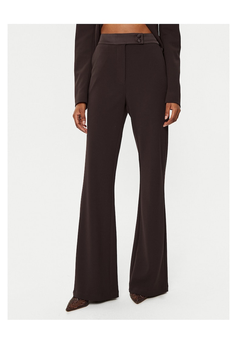 Pantaloni dama - poliester - evazati - maro -