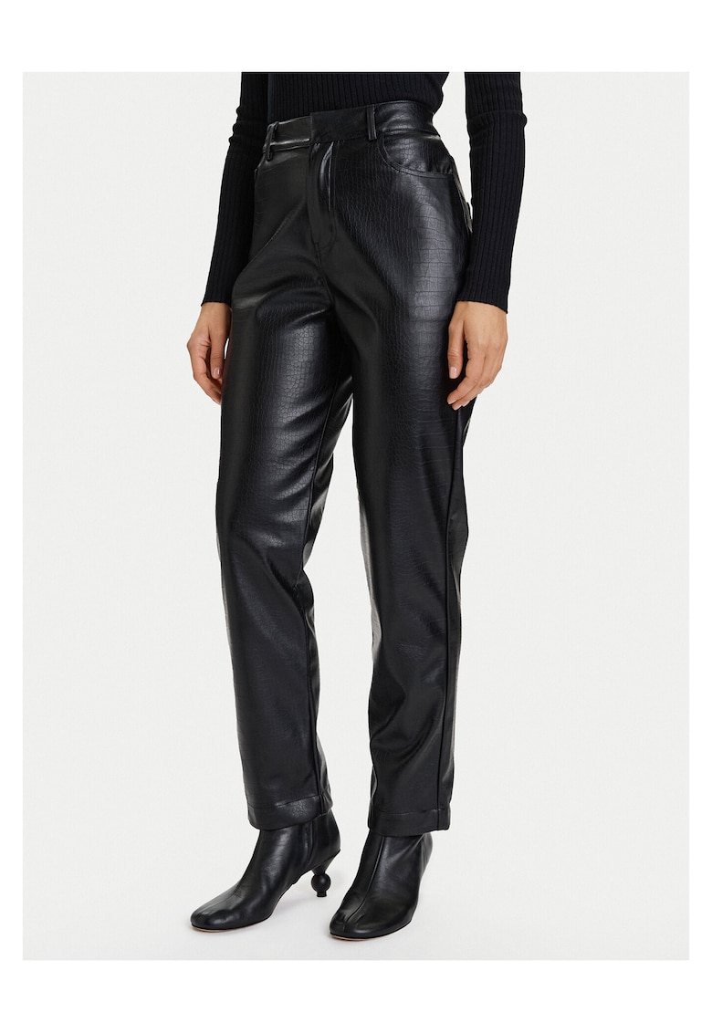 Pantaloni dama - poliuretan - negru - L