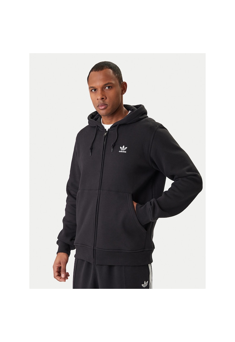 Hanorac sport barbati - fermoar - negru - 70% bumbac - 30% poliester reciclat