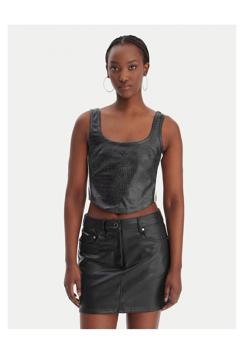 Top dama - slim fit - negru - piele ecologica - Negru