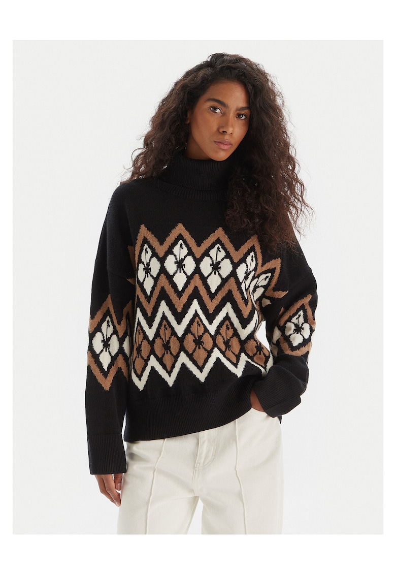 Pulover dama - negru - 52% viscoza - 48% poliamida - Negru