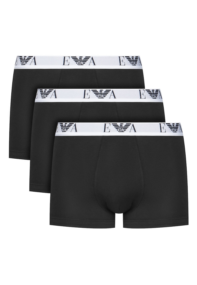 Set 3 perechi boxeri barbati - Emporio Armani - bumbac - 95% bumbac - 5% elastan - Negru