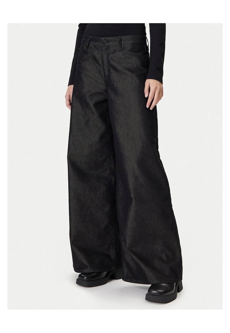Blugi dama - negru - 73% bumbac - fermoar -