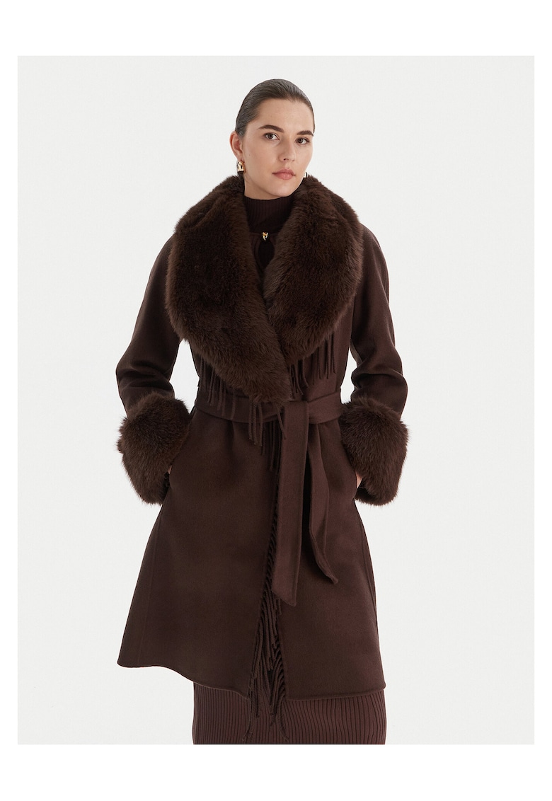 Palton dama - 62% lana - maro - fabricat din lana -