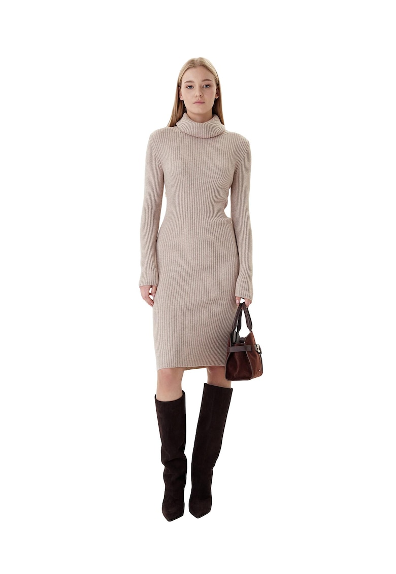 Rochie tricotata Femei - 50% viscoza - 27% 23% poliester - Bej