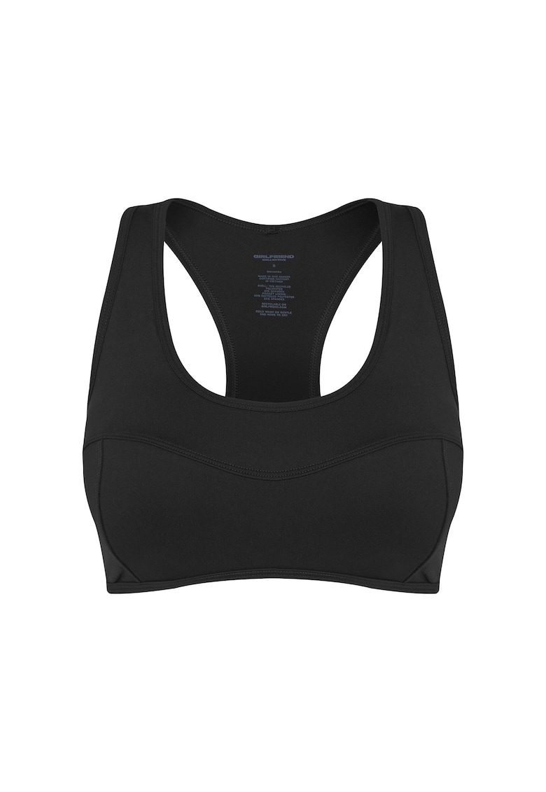 Bustiera sport - negru - poliester reciclat - pentru femei