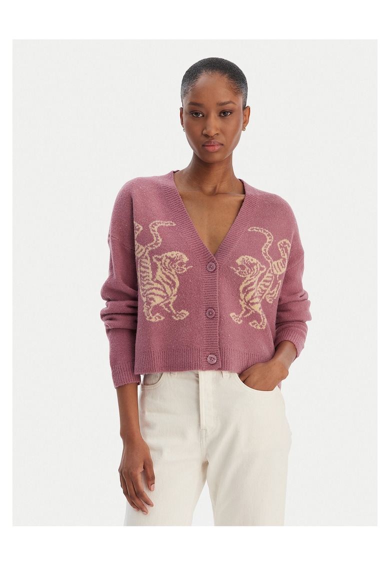 Cardigan dama - violet - acrilic - nailon - elastan -