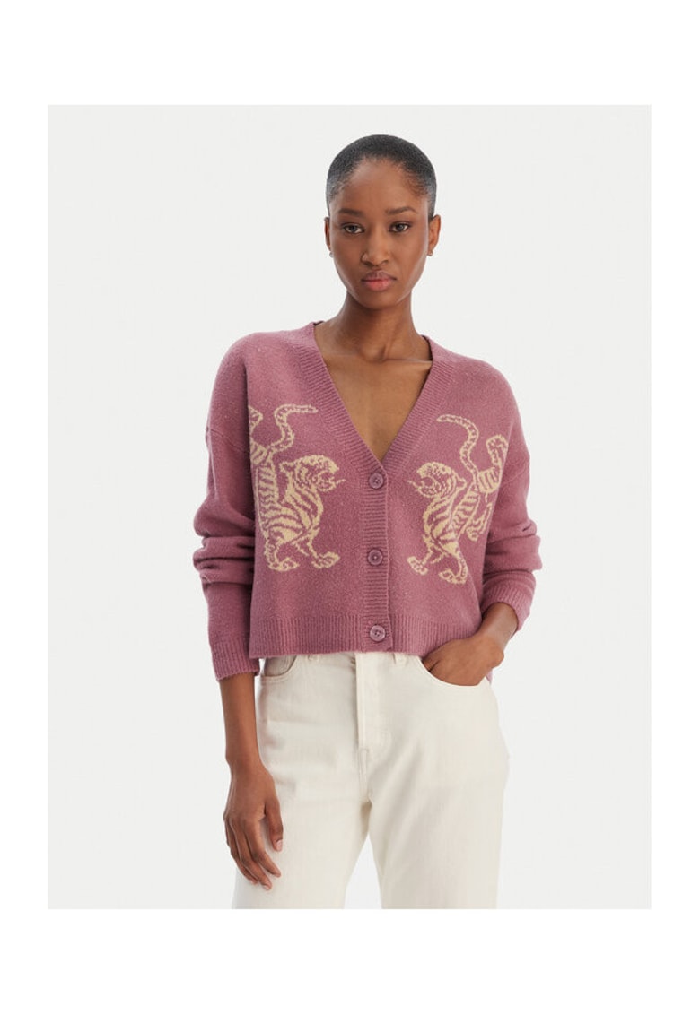 Pulover dama - cardigan - violet - 72% acril - 25% nailon - 3% elastan