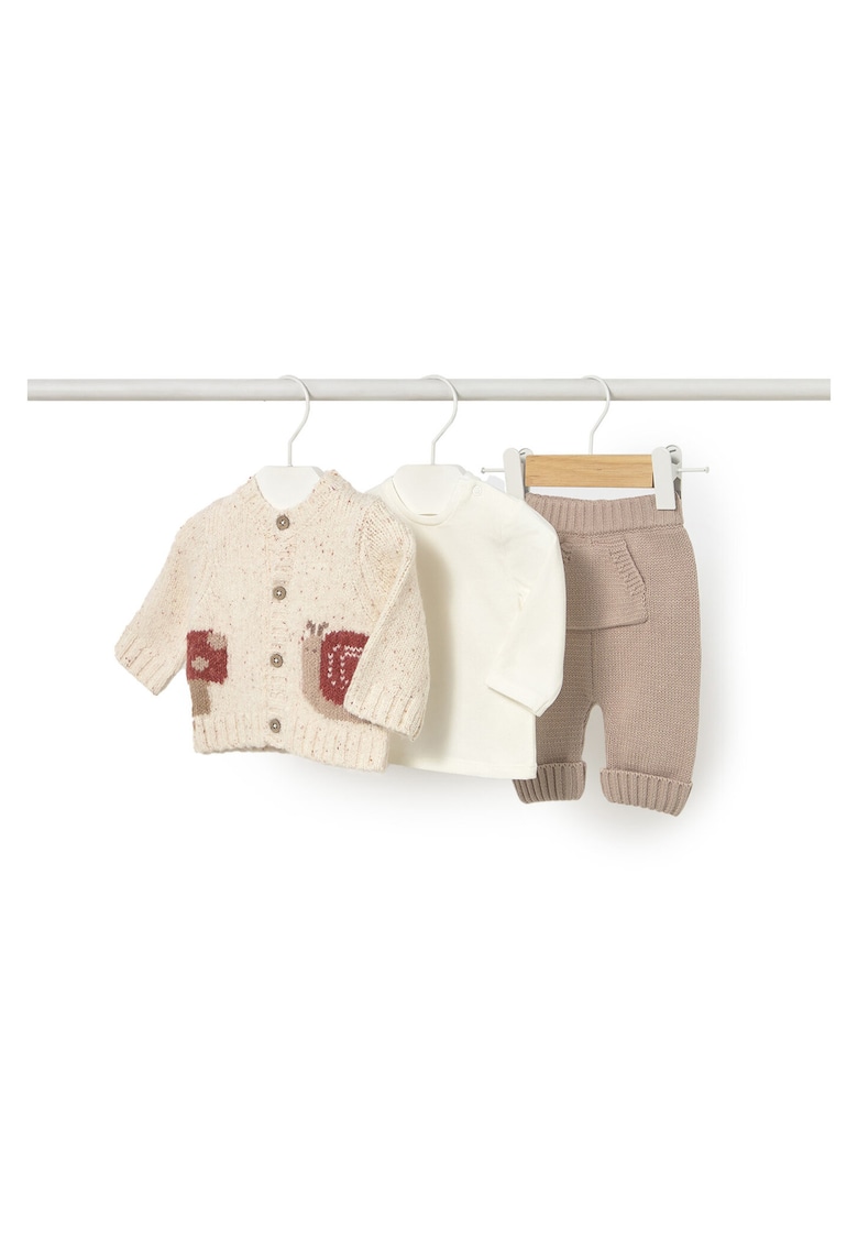 Compleu copii - set complet pentru bebelusi - baiat - ecru - 60% bumbac - 40% acrilic -