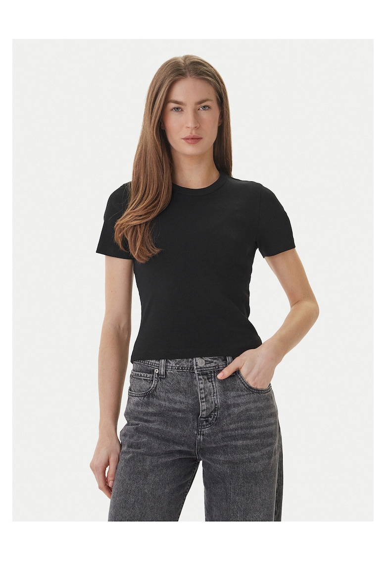 Tricou dama - bumbac organic/elastan - slim fit - negru
