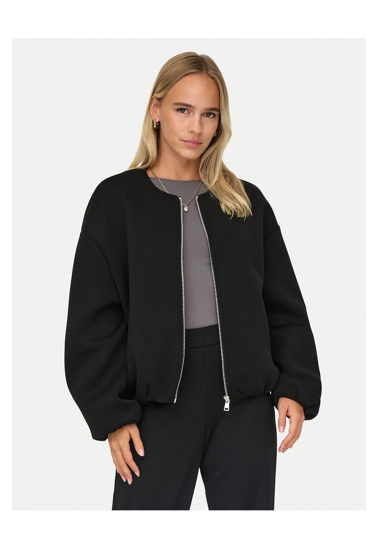 Bluza dama - fermoar - poliester reciclat - Negru