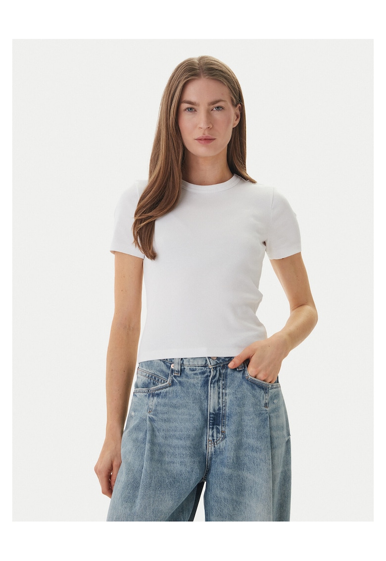 Tricou dama - bumbac organic/elastan - slim fit - alb