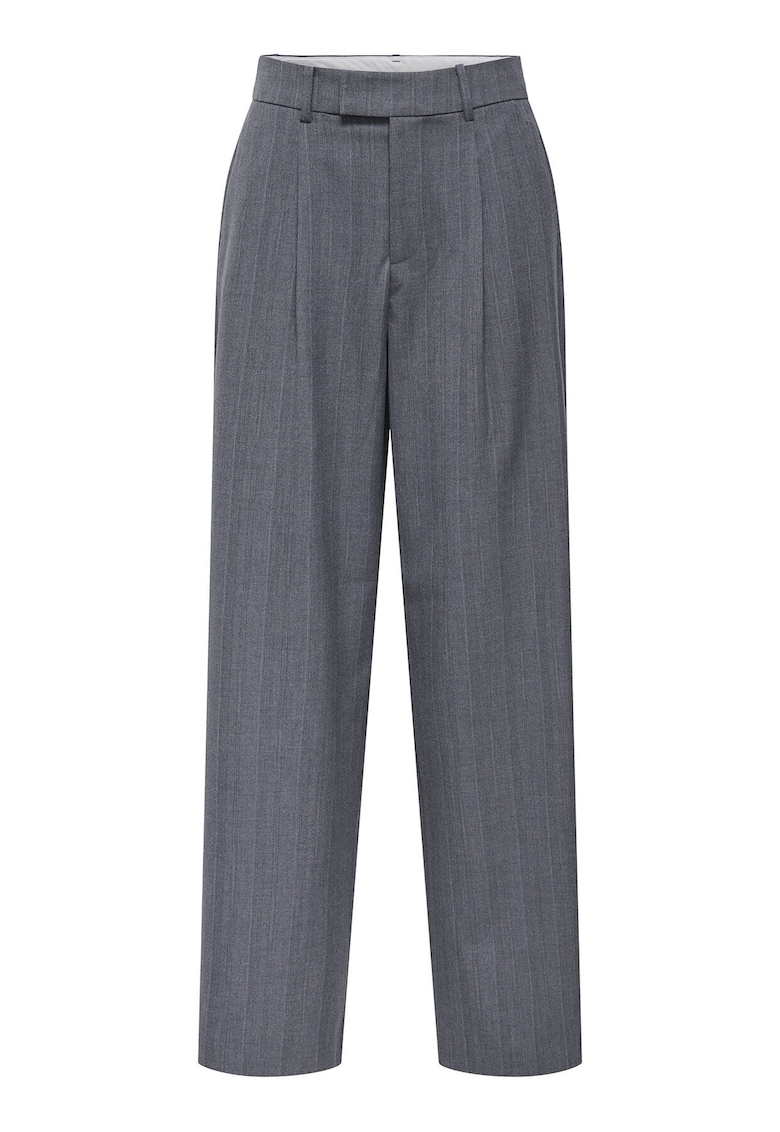 Pantaloni dama - poliester reciclat - dungi - gri