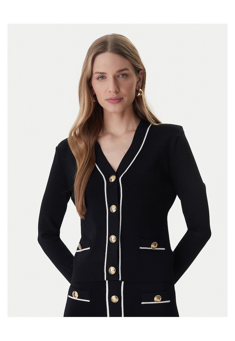 Cardigan dama - negru - viscoza - cu nasturi -