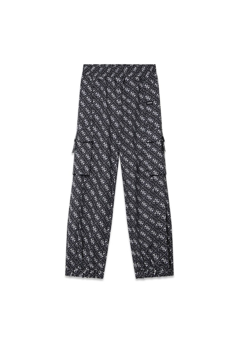 Pantaloni cargo fete - Poliester - Negru/Alb