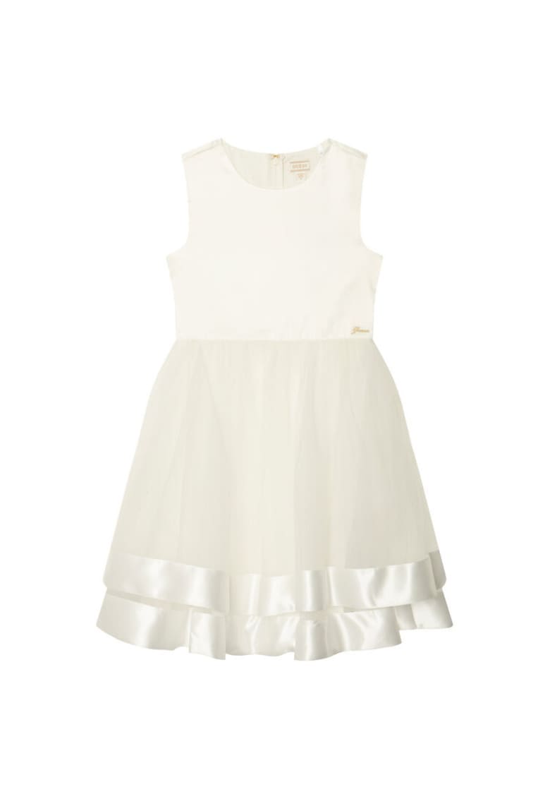 Rochie fete - poliester - alb - fermoar
