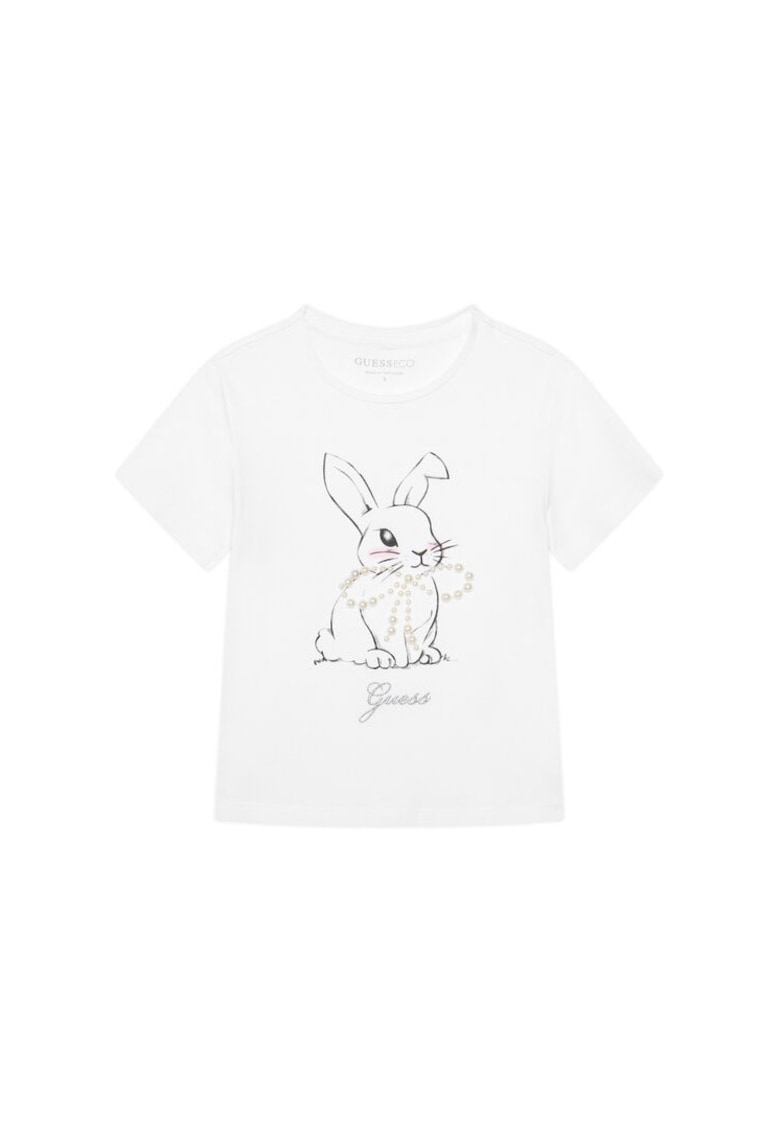 Tricou copii - bumbac - alb - pentru fete
