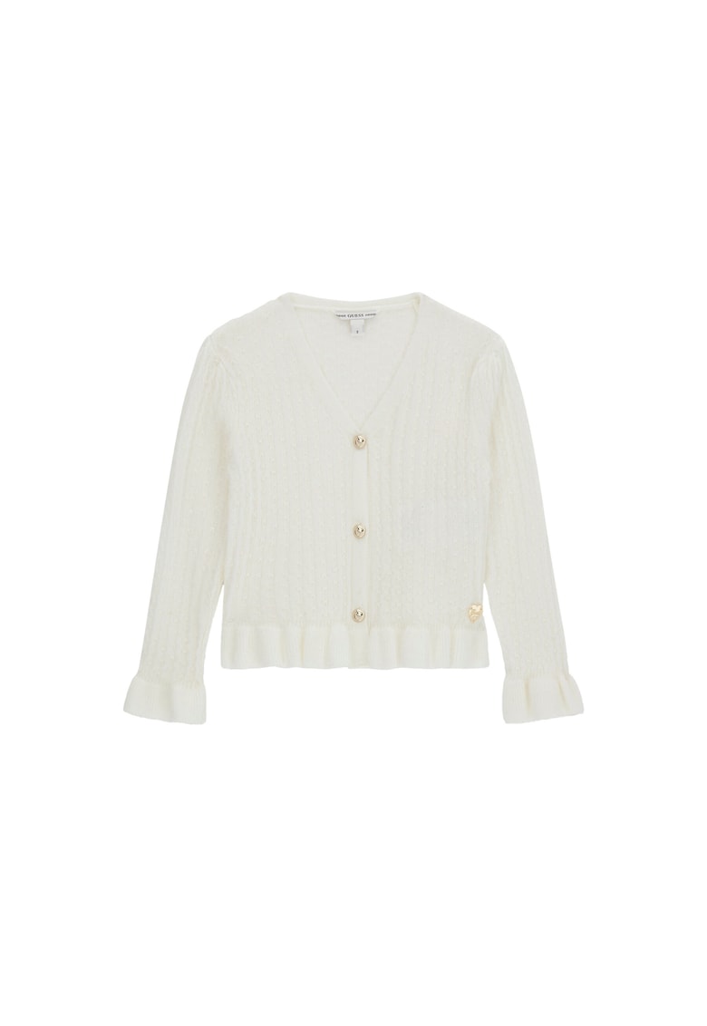 Cardigan copii - alb - 50% poliamida - 45% acril - 5% lana