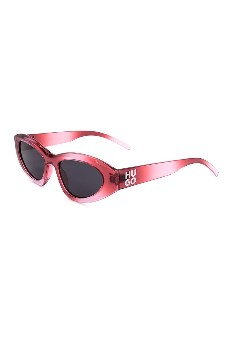 Ochelari de soare wrap cu model unisex si logo - Rosu deschis