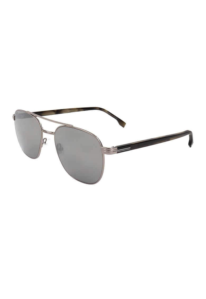 Ochelari de soare aviator cu logo - Negru stins/Argintiu