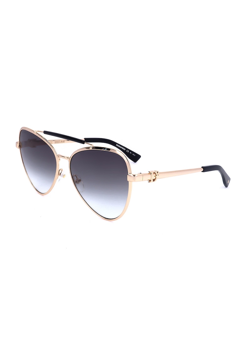 Ochelari de soare aviator cu rama metalica - Negru/Auriu deschis