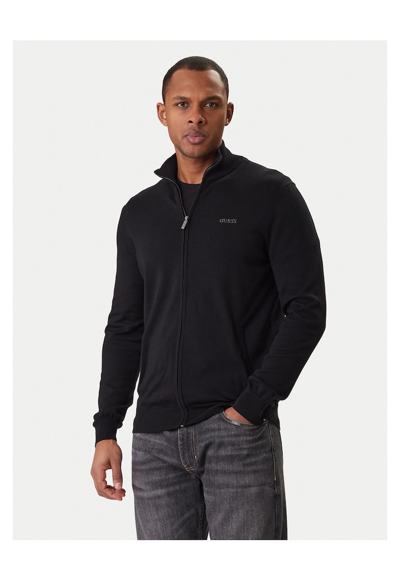 Cardigan barbati - fermoar - bumbac - Negru