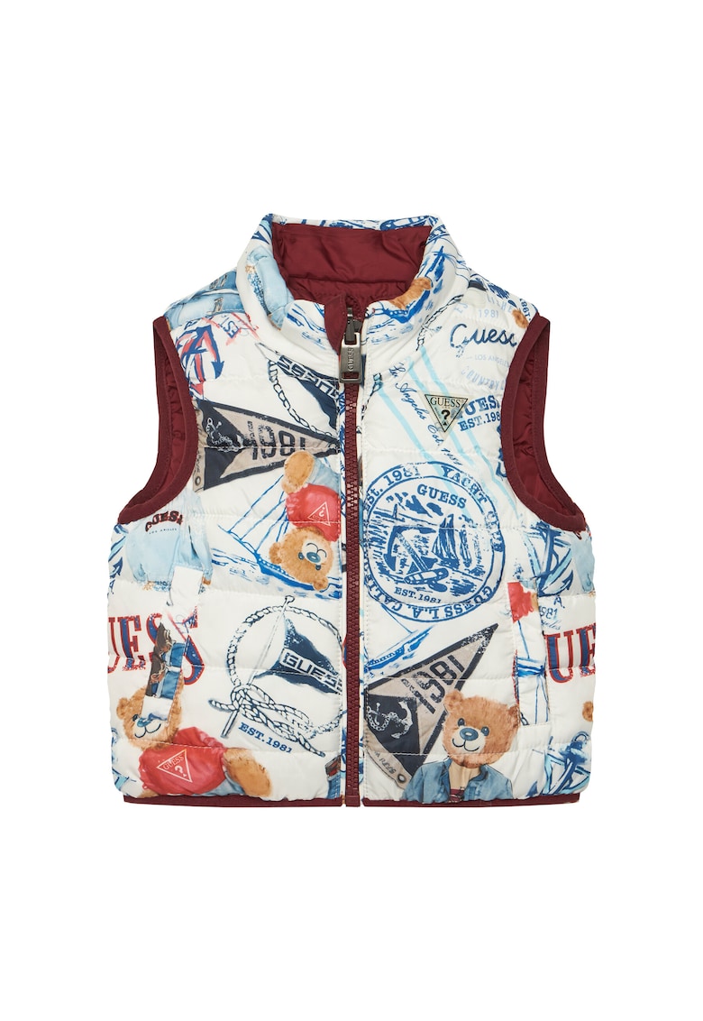 Vesta copii - poliester - alb - bordeaux - colorat - Multicolor