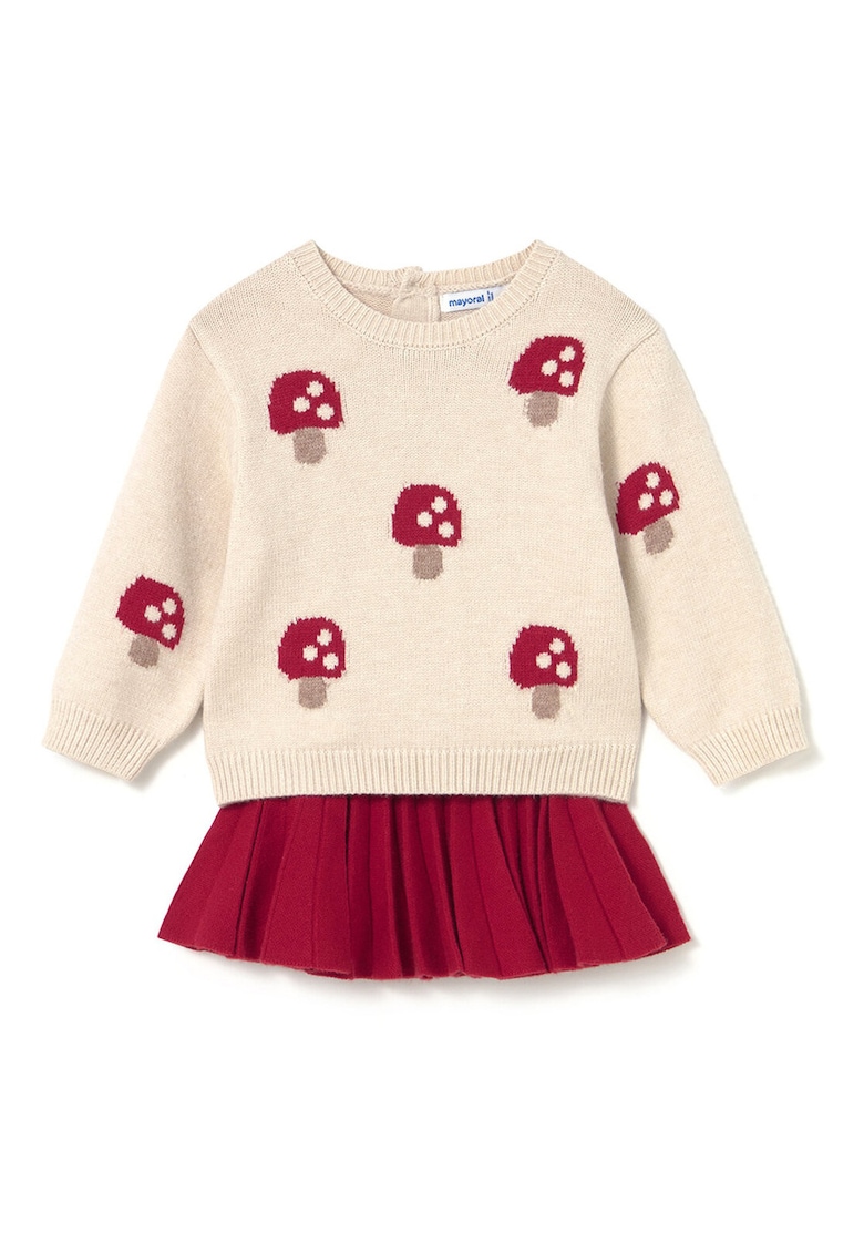 Compleu copii - set pentru fete - 50% viscoza - 30% poliester - 20% poliamida - bej - rosu -
