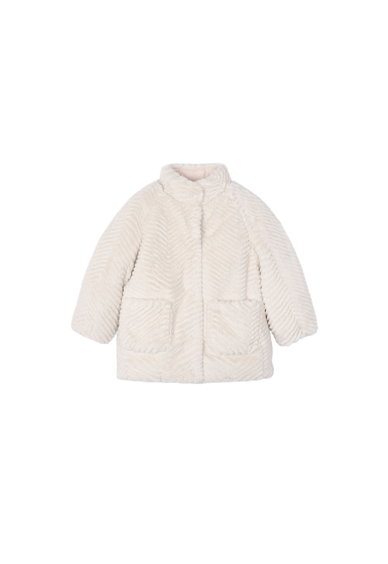 Palton fetita - elegant - confortabil - bej - poliester -