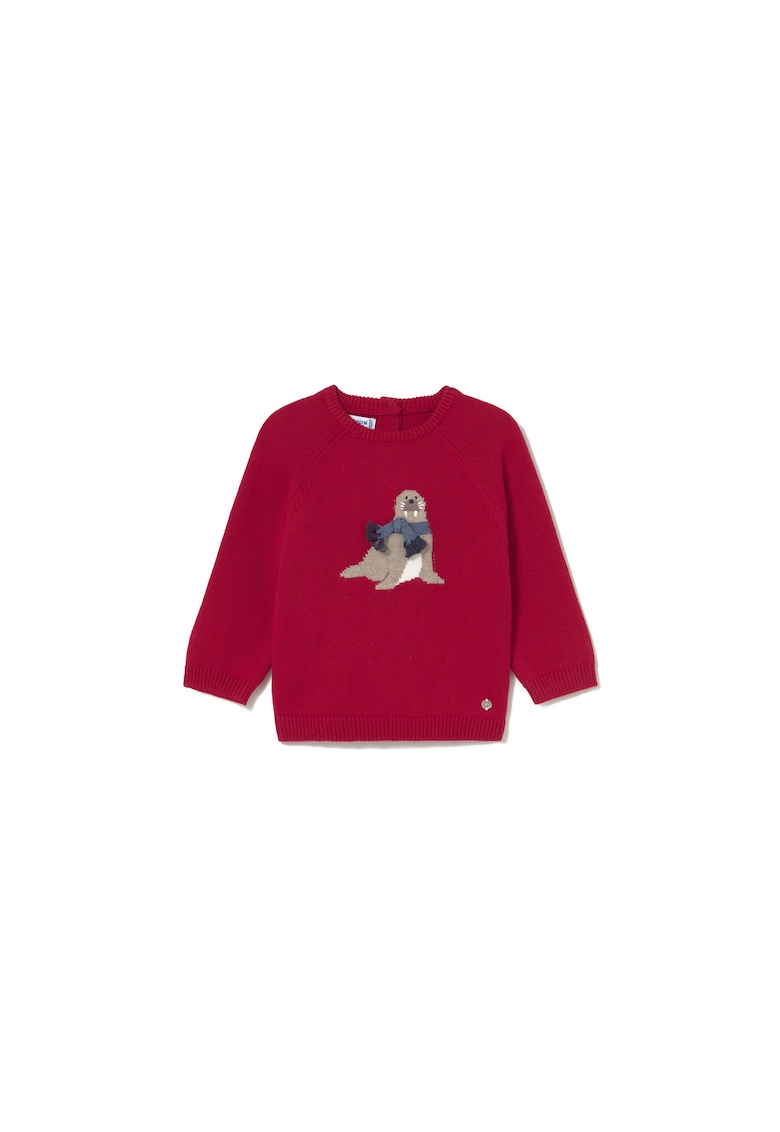 Pulover copii - rosu - 60% bumbac - 30% poliamida - 10% lana