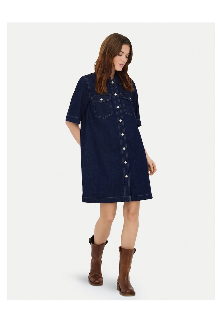Rochie din denim Femei - Bumbac - bleumarin -