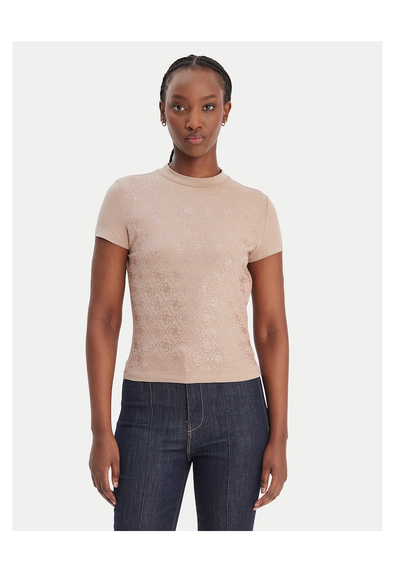Tricou dama - bej - 95% bumbac - 5% elastan -