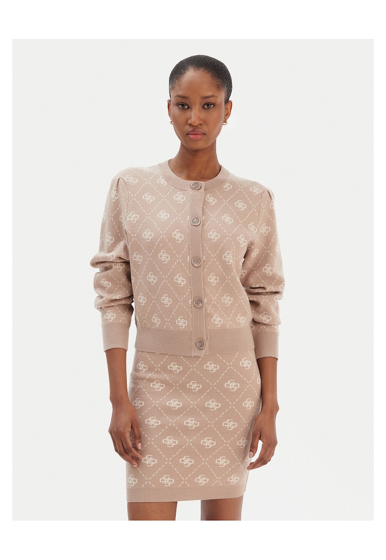 Cardigan dama - bej - inchidere cu nasturi - 48% poliester - 29% poliamida - 18% acril - 5% lana -