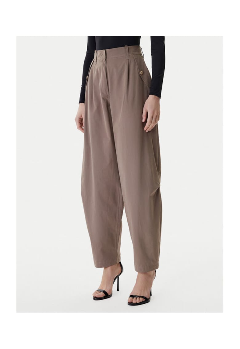 Pantaloni dama - poliester - fermoar - maro - Maro