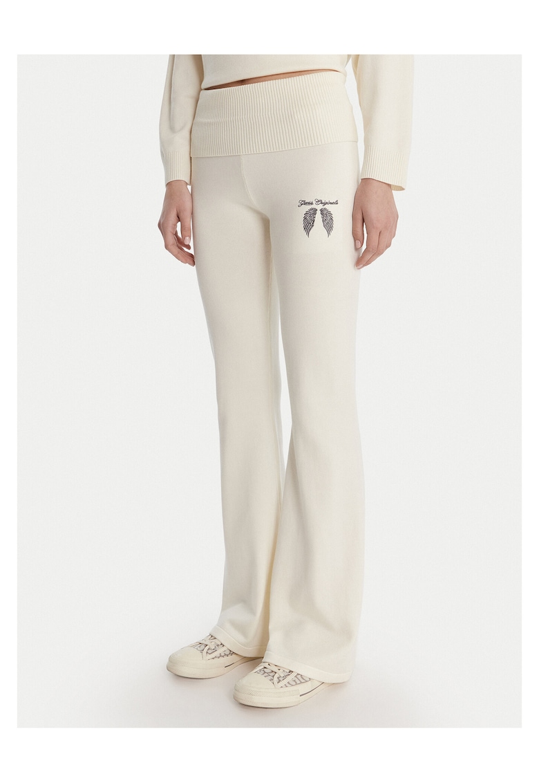 Pantaloni dama - viscoza - tricotati - ecru