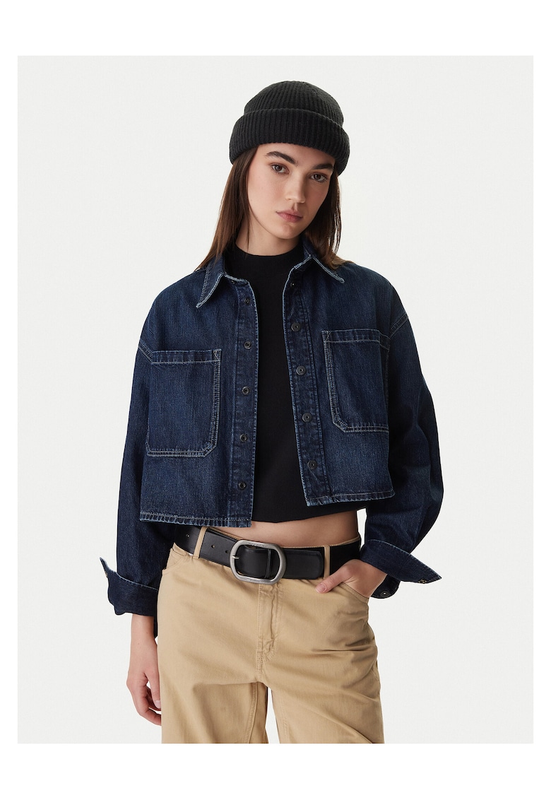Camasa din denim G-Star Raw - bumbac - bleumarin - pentru femei - Bleumarin