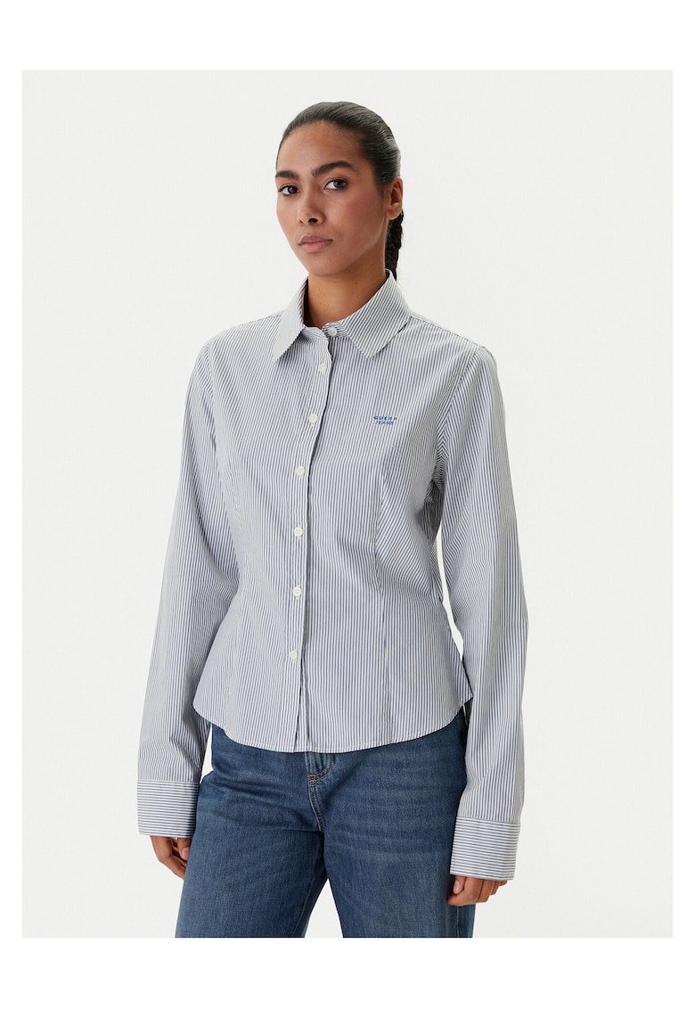Camasa dama cu dungi - Alb/Albastru